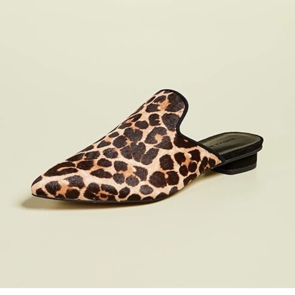 Rebecca Minkoff Women's Chamille Too Leopard Print Calf Hair Mules Size 9